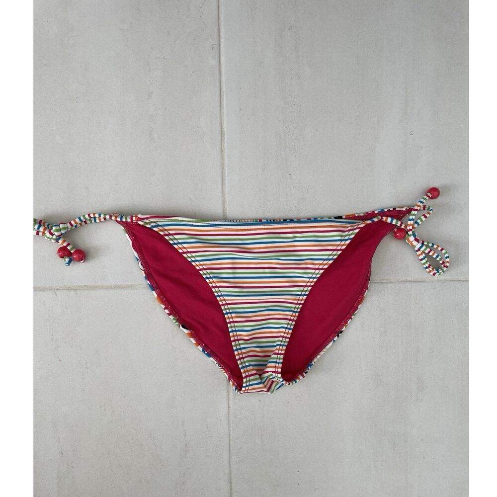 OP Swim String Bikini Bottom Multicolor Striped Logo Swimwear Summer